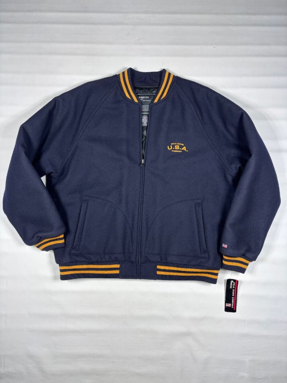 VTG 90s Y2K NWT Polo Jeans Co Ralph Lauren Mens Wool Varsity Bomber Jacket Med*